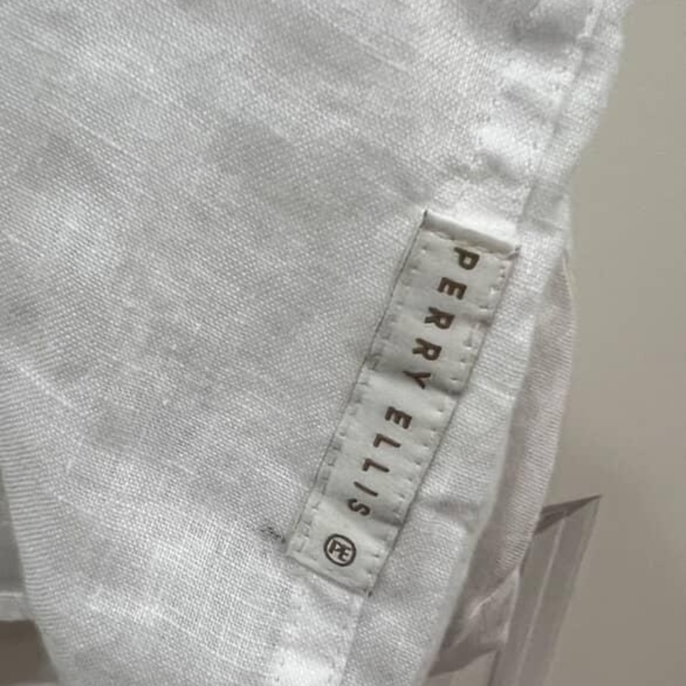 Perry Ellis White Linen Shirt